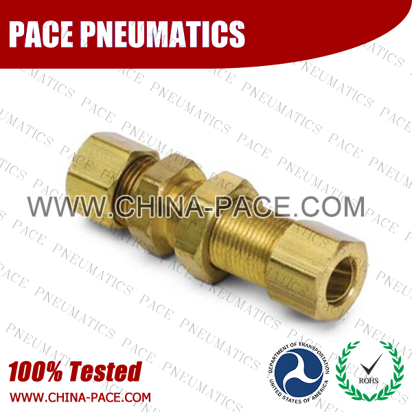 Bulkhead Union Brass Compression Fittings, Air compression Fittings, Brass Compression Fittings, Brass pipe joint Fittings